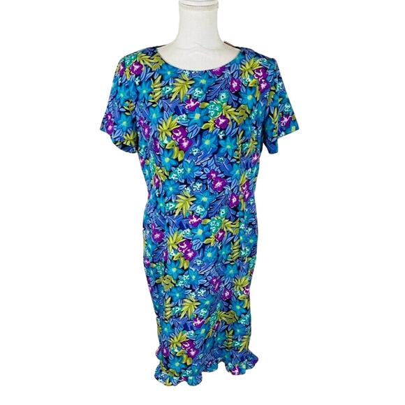 New Kathie Lee Collection Womans Sz 12 Floral Blue Dress Vintage NWT - Picture 2 of 7